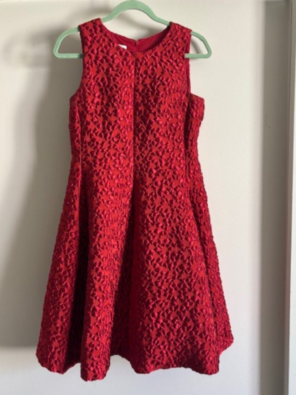 Armani Collezioni Red Silk Blend Jacquard Dress Size 6 Made in Italy